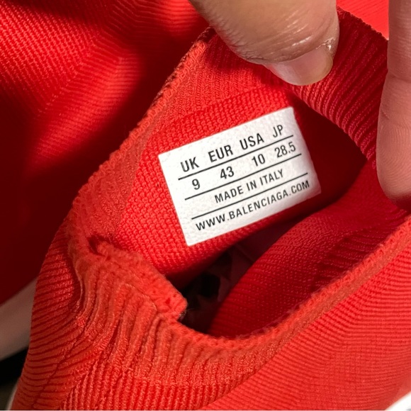 Balenciaga Men’s Speed LT Graffiti Recycled Knit Trainers Red/Black/White - Picture 8 of 9